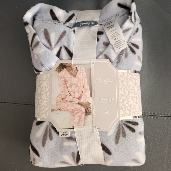 NWT Mayfair micro fleece pajama set, blue, size medium - Picture 1 of 3